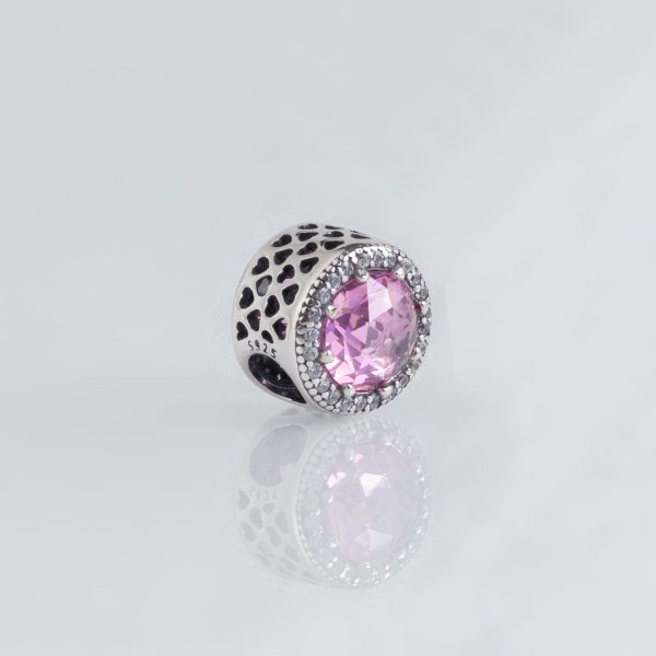 Charm Redondo Piedra Rosada