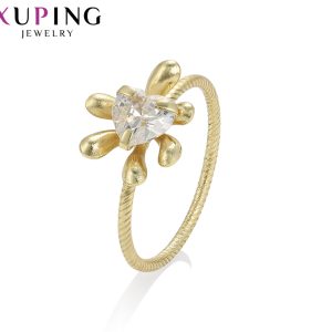Anillo de Flor con Circonia de Corazón - 6