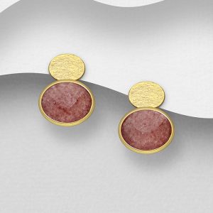 Aretes de Plata con Echapado de Oro 18K y Piedras Preciosas