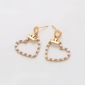 Arete de Corazon y Corona con Circonias