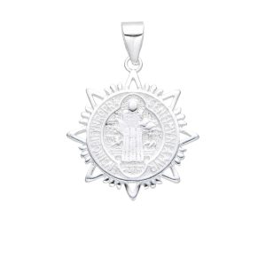 Medalla de San Benito 16mm Plata Italiana 925