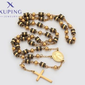 Rosario de Acero Inoxidable diseño surtido Negro, 24k Xuping