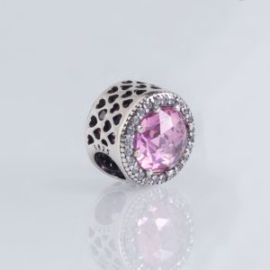 Charm Redondo Piedra Rosada