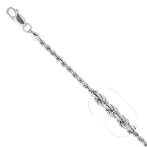 Cadena Cordón Diamantada 050, Plata Italiana 925. 50cms