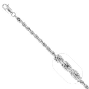 Cadena Cordón Diamantada 060, Plata Italiana 925 55cms