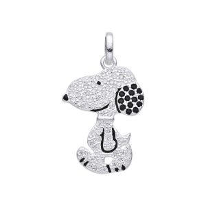 Dije de Snoopy con Circonias, Plata Italiana 925