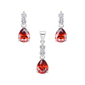 Juego de de Gota Dije y Zarcillos, Plata Italiana 925