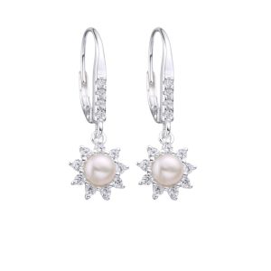 Zarcillos de Flor y Perla  con Circonias