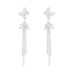 Zarcillos de Mariposa largos, Plata Italiana 925