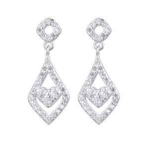 Zarcillos de Corazón, Plata Italiana 925