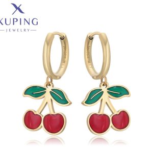 Zarcillos de Cereza de Acero Inoxidable, Xuping 14K