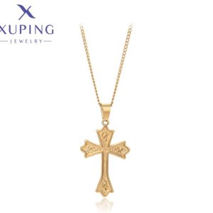 Gargantilla de Cruz 14K, Acero Inoxidable Xuping 45 CMS