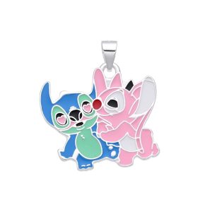 Dije de Stitch y Ángel, Plata Italiana 925