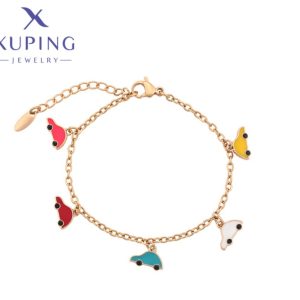 Pulsera de Carritos, Baño de Oro Xuping 18cms