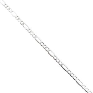 Pulsera Figaro 080 Hueca, Plata Italiana 925 20cms