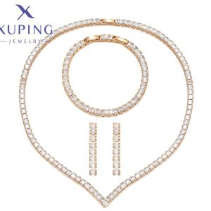 Juego de Gargantilla, Aretes  y  Pulsera,  Baño de Oro Rose Gold