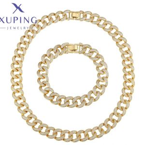 Juego de lujo Gargantilla 17cms y Pulsera 20.5cms, Baño de Oro Xuping