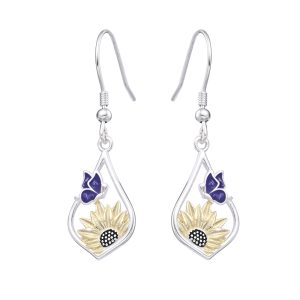 Zarcillos de Girasol y Mariposas, Plata Italiana 925