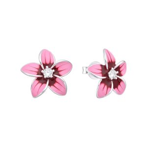 Zarcillos de Flores de Mayo Plata Italiana 925 - Rosado