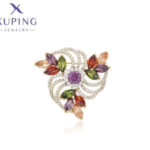 Broche Floral, baño de Oro Xuping  14k