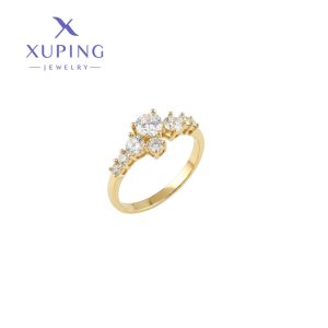 Anillo de circonias color Blanco, baño de oro xuping talla  6,7,8 y 9