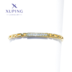 Pulsera con Circonias, Baño de Oro  18k Xuping 17 CMS *4mm