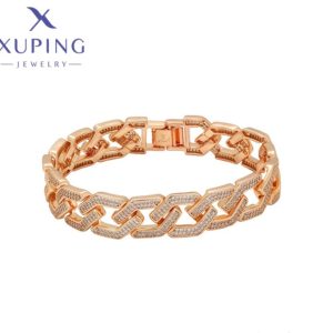Pulsera de Lujo con Circonias, baño de Oro Xuping Rose Gold  20.5cms