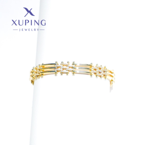 Pulsera de Lujo  con Circonias Baño de Oro Xuping. 19cms*6mm