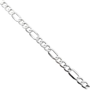 Cadena Figaro 150 Hueca 55cms*7mm, Plata italiana 925