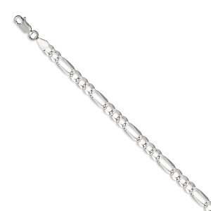 Cadena Figaro 120 Diamantada 70cms*5mm, Plata Italiana 925