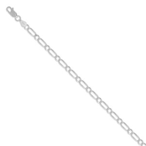 Cadena Figaro 080, 50cms*3mm, Plata italiana 925