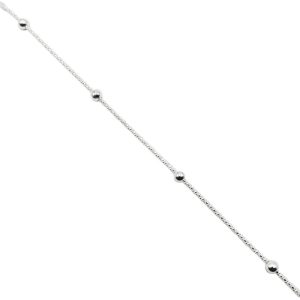 Pulsera Fancy Coreana 20cms*1mm  con Bolitas Lisas 4mm, Plata italiana 925