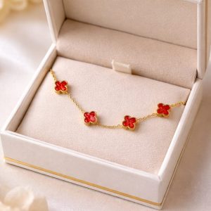 Pulseras de Flores de Oro Laminado 18k - Rojo