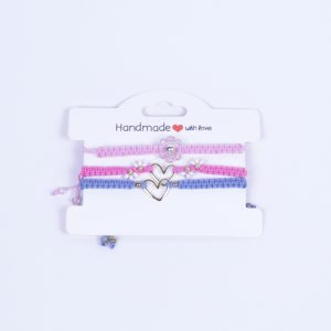 Pulseras de hilo colores y diseños variados de corazón y flor baño de oro