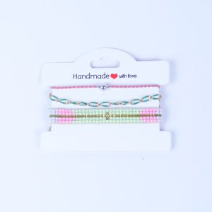 Set de tres  pulseras de joyería hecha a mano  con bolita de plata