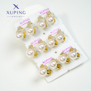 Zarcillos  de Perla Con Circonias Baño de Oro Xuping