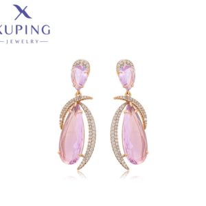 Zarcillos Colgantes Color Verde, Baño de Oro Xuping Rose Gold