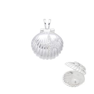 Dije Colgante Concha de Mar con Perla, Plata Italiana 925