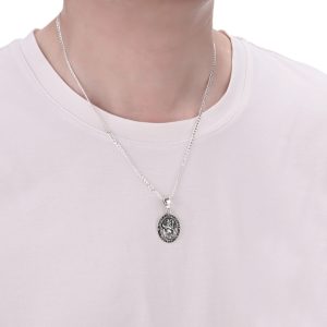 Medalla San Cristóbal 17x21mm, Patrono de los Viajeros, Plata Italiana 925