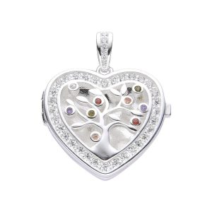 Dije Relicario de Corazón de Arbol de la Vida 20mm  Plata italiana 925