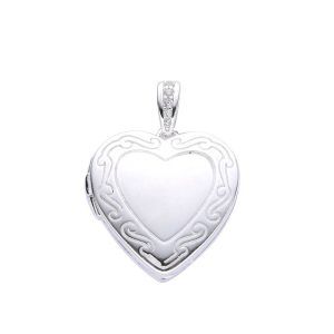 Dije Relicario de Corazón 18mm, Plata Italiana 925