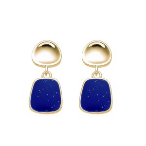 Zarcillos Esmaltado, Color Azul Plata Italiana 925