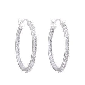Argollas con Circones 27mm, Plata  italiana 925