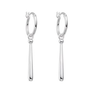 Argollas Lisas con Dije Colgante de Gota 1.6*15mm, Plata italiana 925