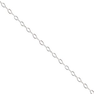 Cadena Rolo Ovalada Diamantada, Plata Italiana 925 45cms*2mm