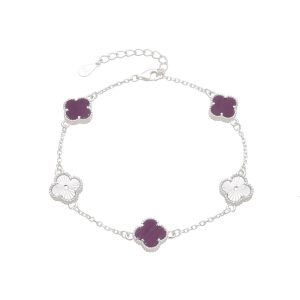 Pulsera de Flores 8mm, 17+3cms, Plata Italiana 925