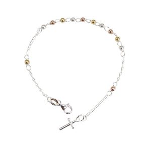 Denarios con Bolitas Lisas de 3mm, Plata Italiana 925 19cms