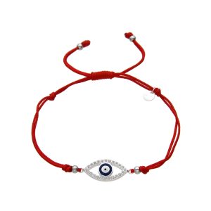 Pulsera de Ojo Turco Ajustable Plata Italiana 925