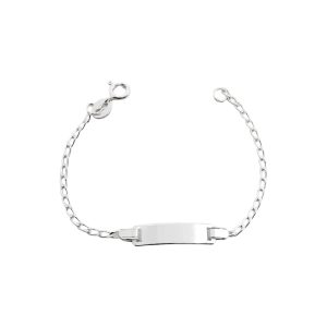Esclava Longata Con Plaquita, Plata Italiana 925 12cms para bebe