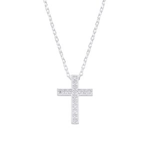 Gargantilla de Cruz, 42+3cms, Plata italiana 925
